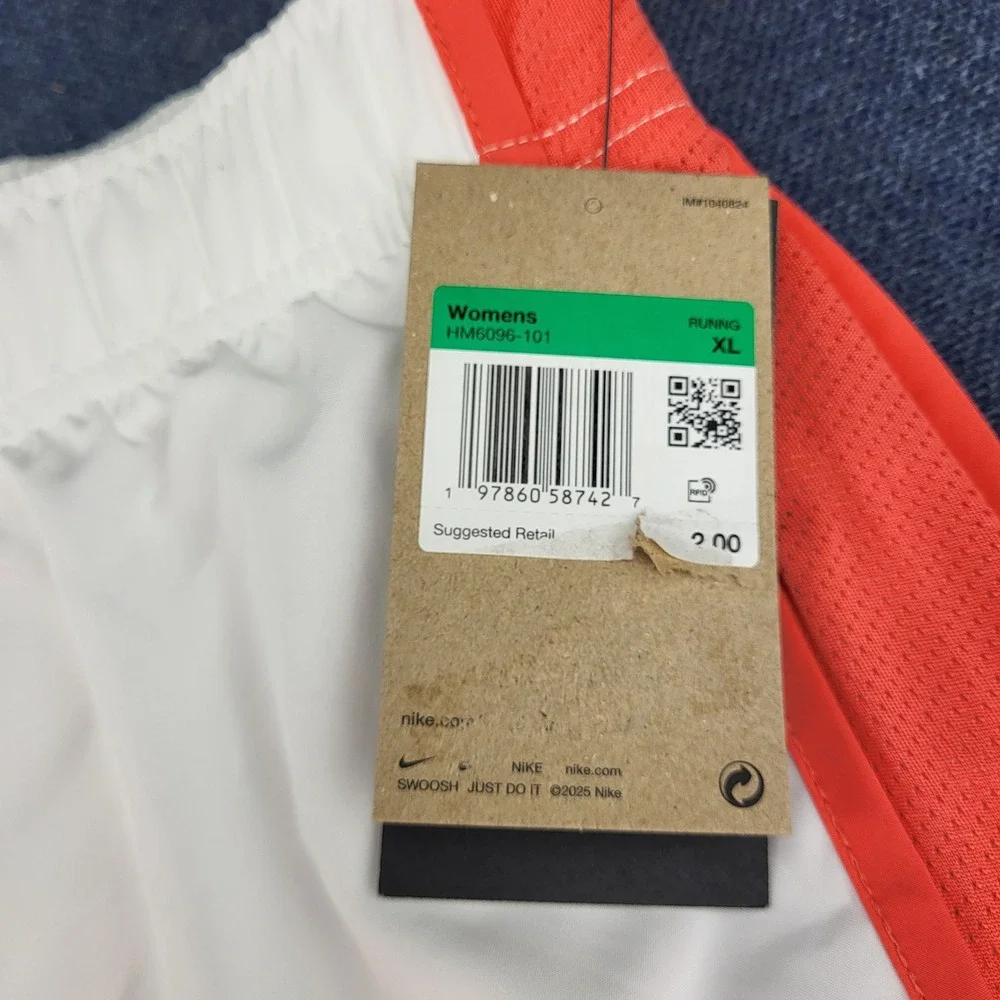 Nike Tempo Dri-FIT Womens XL 2 Pack White Bright Coral 3 Inch Running Shorts